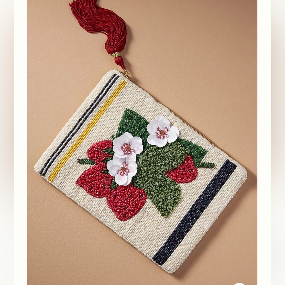 NWT Anthropologie The Fiona Large Beaded Pouch